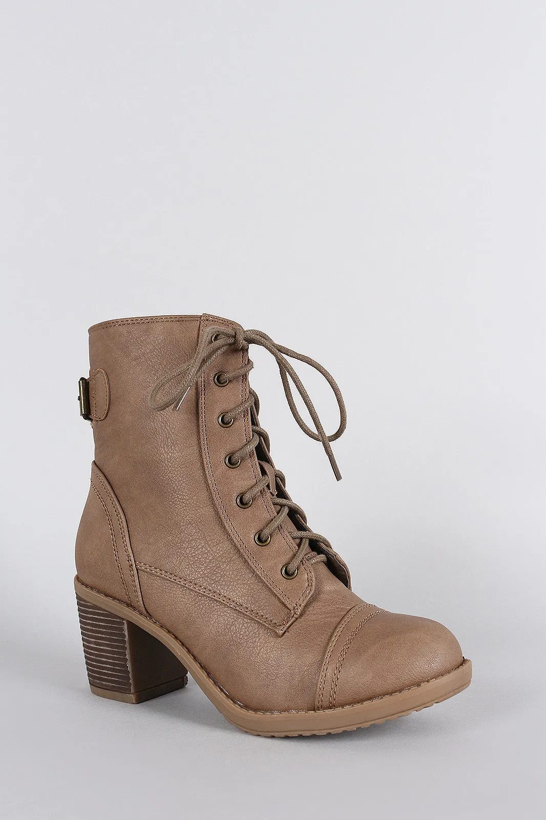 Wild Diva Back Buckle Combat Ankle Boots