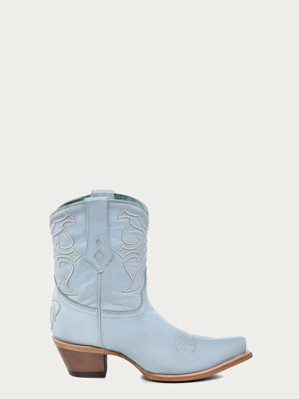 Z5255 - BABY BLUE ON BABY BLUE EMBROIDERY ANKLE BOOT