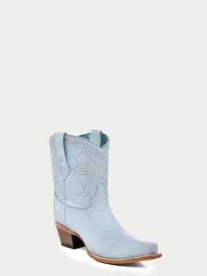 Z5255 - BABY BLUE ON BABY BLUE EMBROIDERY ANKLE BOOT